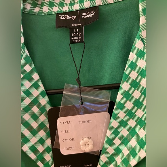 Disney x Unique Vintage Thumper Green Gingham Romper NWT Size L - Picture 5 of 8